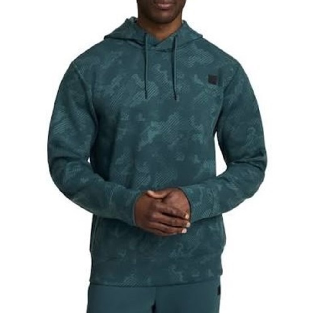 New Reebok Men Medium RBK Flow Hoodie W3 Balsam Print Teal Logo Sweatshirt